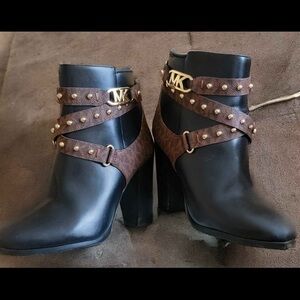 Michael Kors Black and Brown Heeled Boots